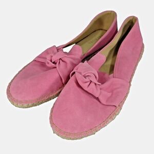Talbots Izzy Knot Shoes 10.5 Pink Suede Espadrilles Flat Knot Slip‎ On Loafers